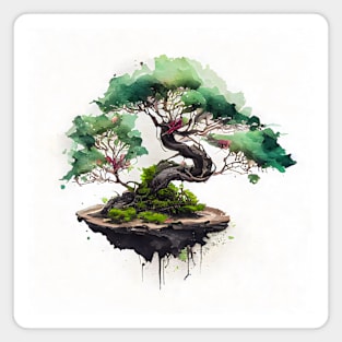 Watercolor Green Bonsai Tree Magnet